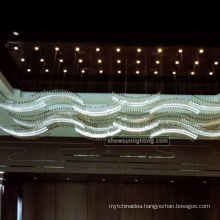 Modern artistic coloured stainless steel luxury ribbon pendant light chandelier